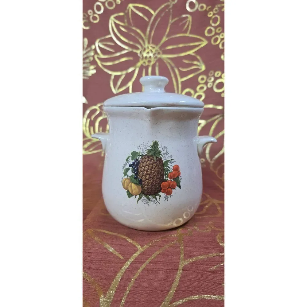 Mid-century Stoneware with Internal Strainer Insert